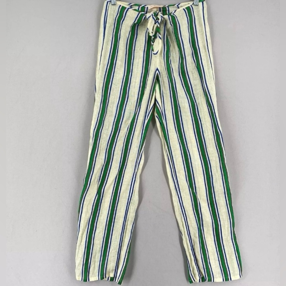 Tory Burch Green Blue and Cream Striped Swim Coverup Pants